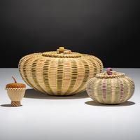 Colorful Lidded Split Ash Baskets