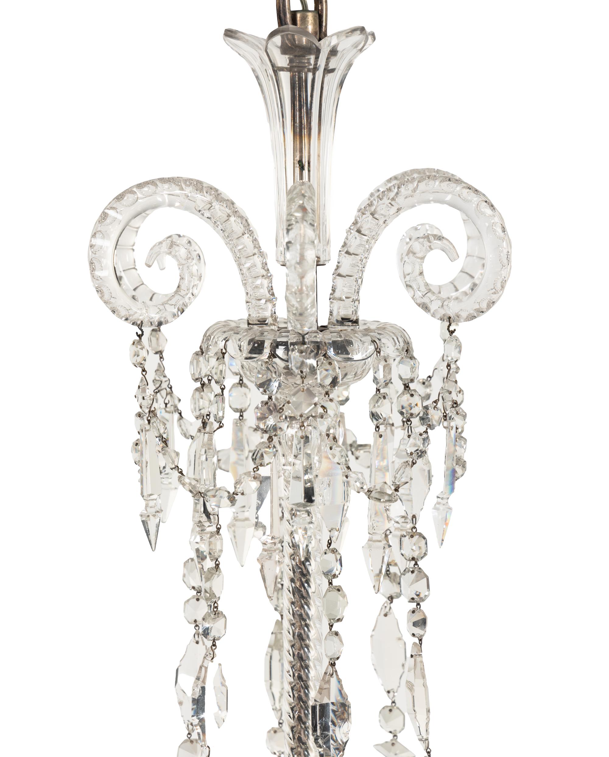 A Victorian Cut and Etched Glass Twelve-Light Chandelier