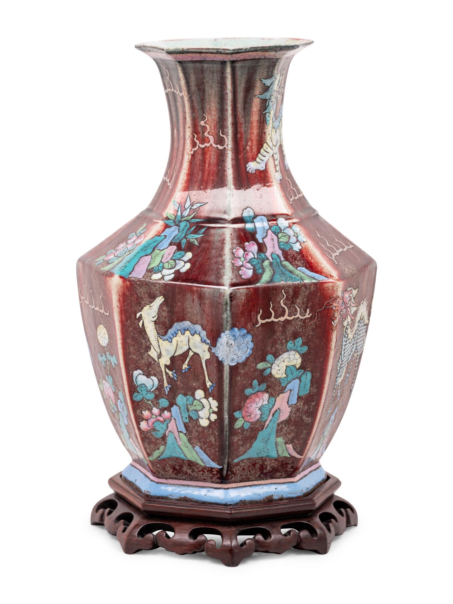 A Chinese Famille Rose Octagonal Porcelain Vase
