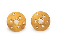 A Pair of 18 Karat Yellow Gold and Diamond Earrings, Tom Herman,