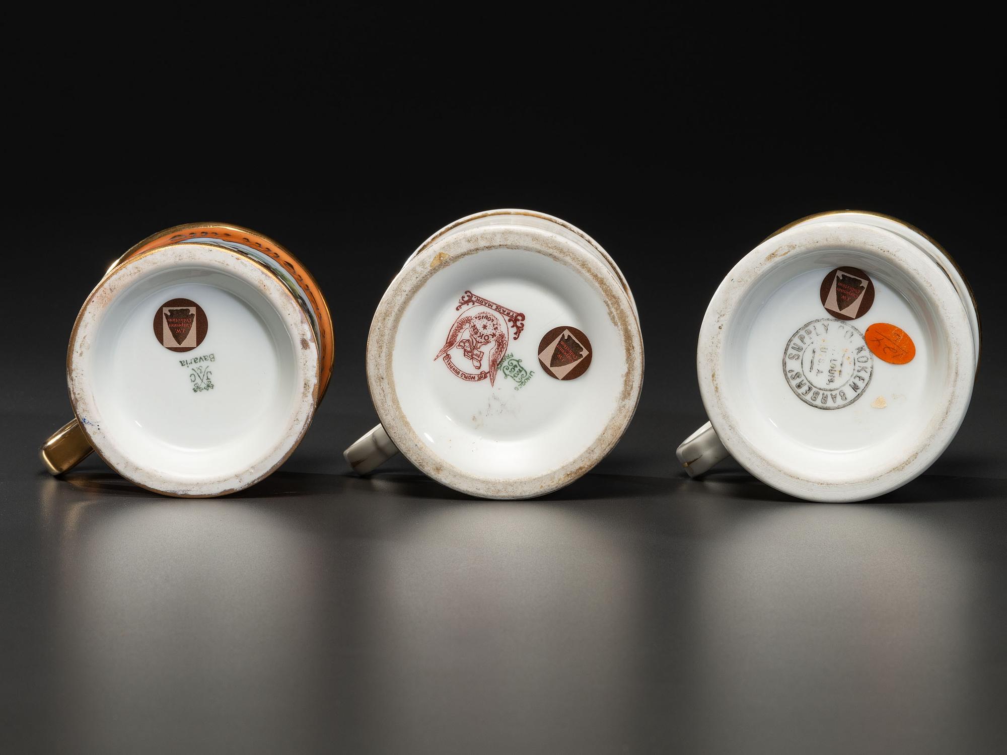 Three Hunter's Porcelain Occupational Shaving Mugs