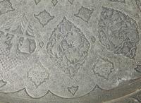 A large Persian hand-dotted silvered metal tray, probably Isfahan, circa 1900