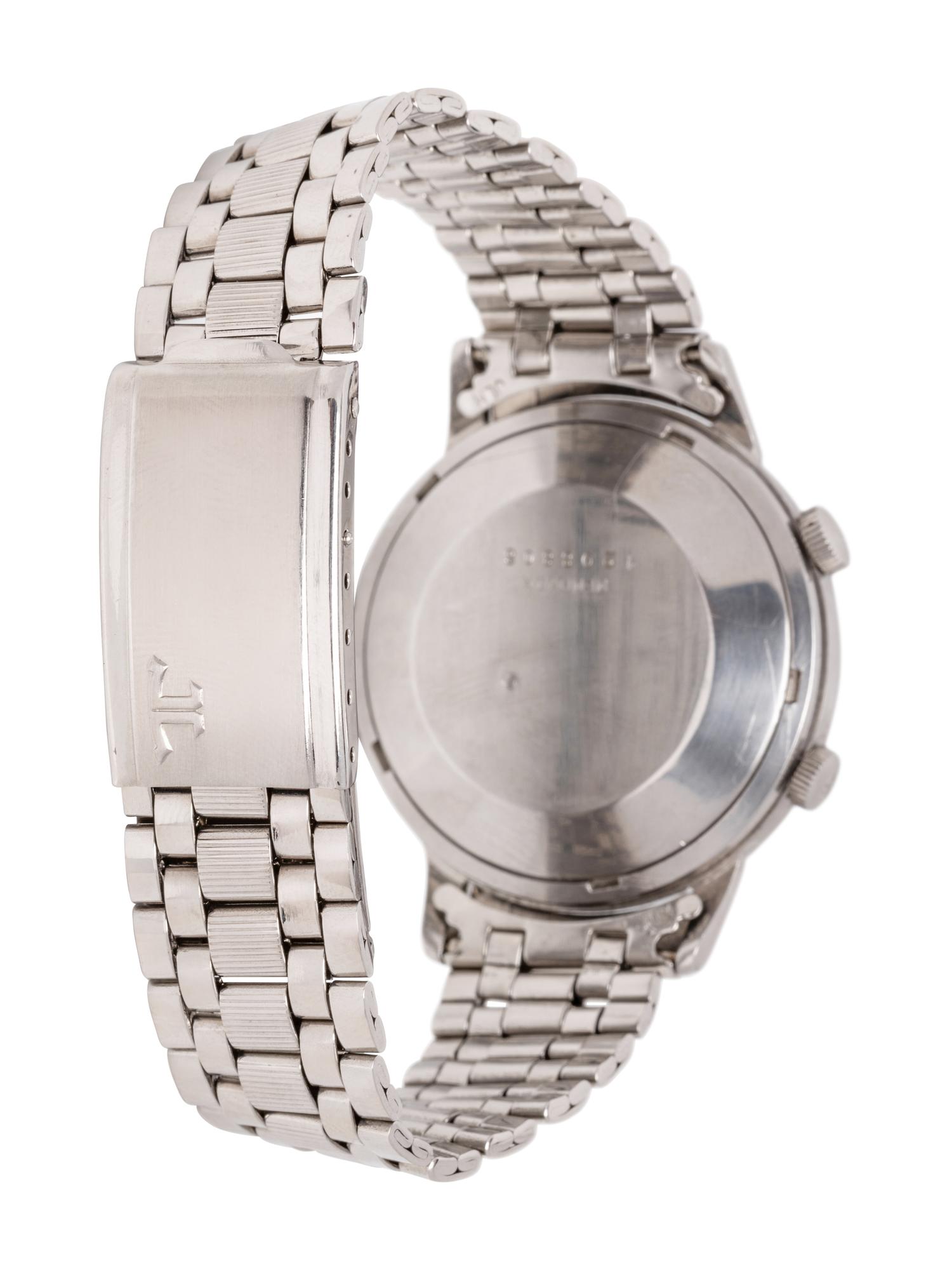JAEGER-LECOULTRE, REF. 855 STAINLESS STEEL MEMOVOX ALARM WATCH WITH GAY FRÈRES BRACELET