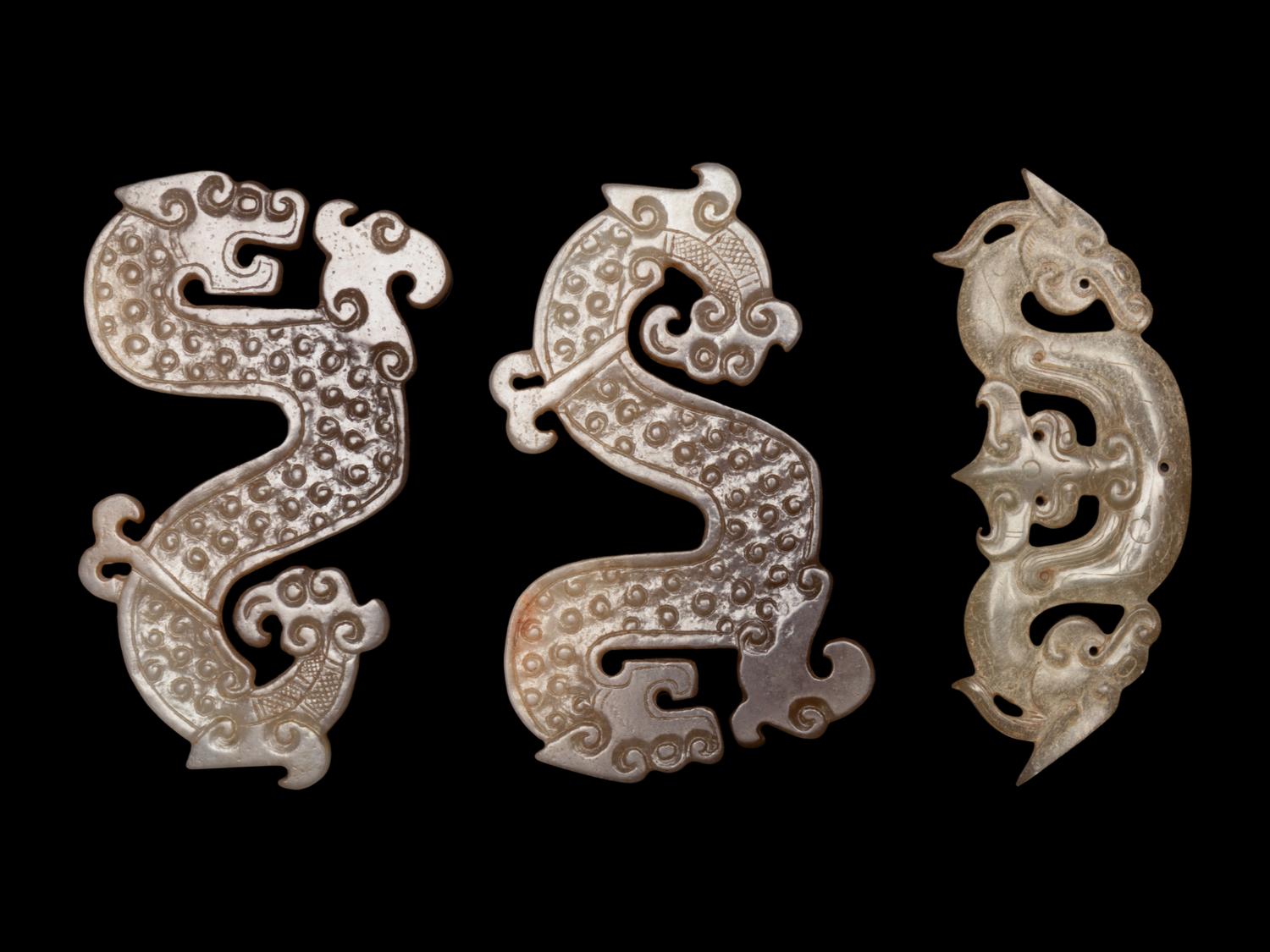 Three Chinese Archaistic Style Jade Plaques