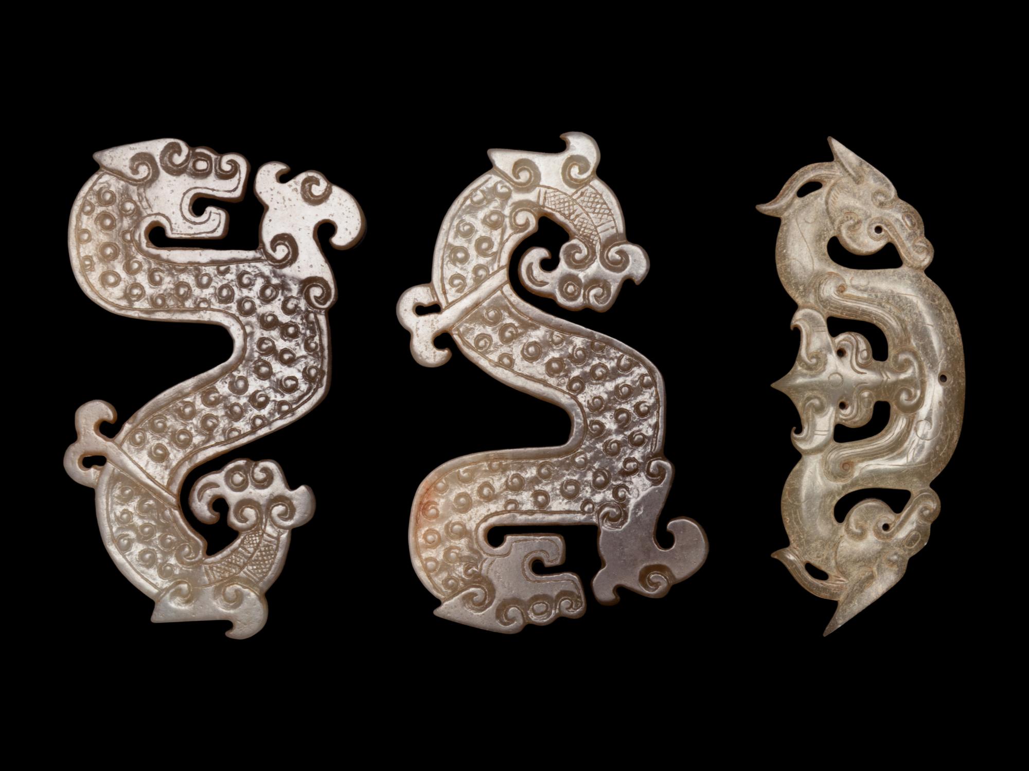 Three Chinese Archaistic Style Jade Plaques