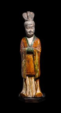 A Chinese Sancai Pottery Figure of a Standing Official