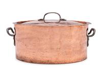 An American Oval Copper Brazier with Cover