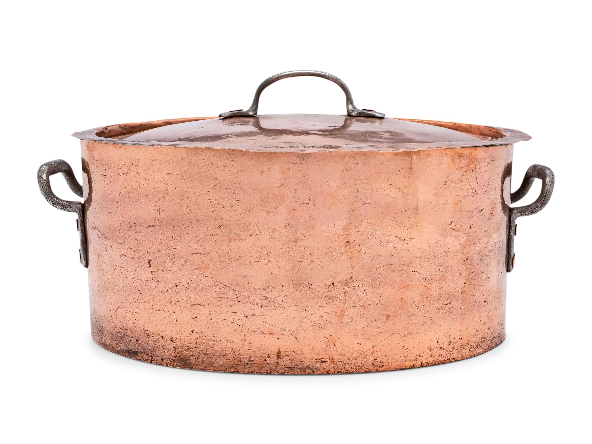 An American Oval Copper Brazier with Cover