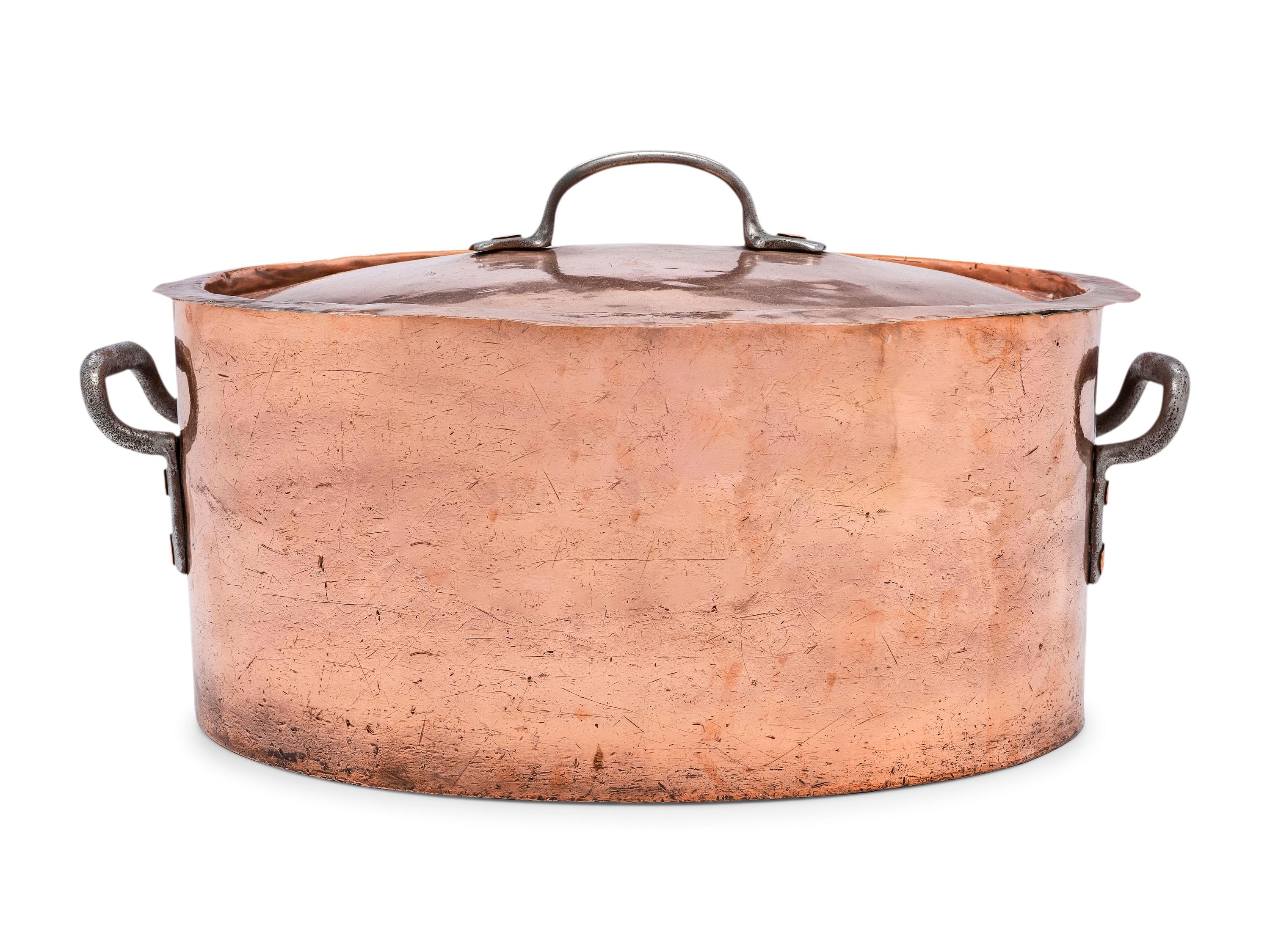 An American Oval Copper Brazier with Cover