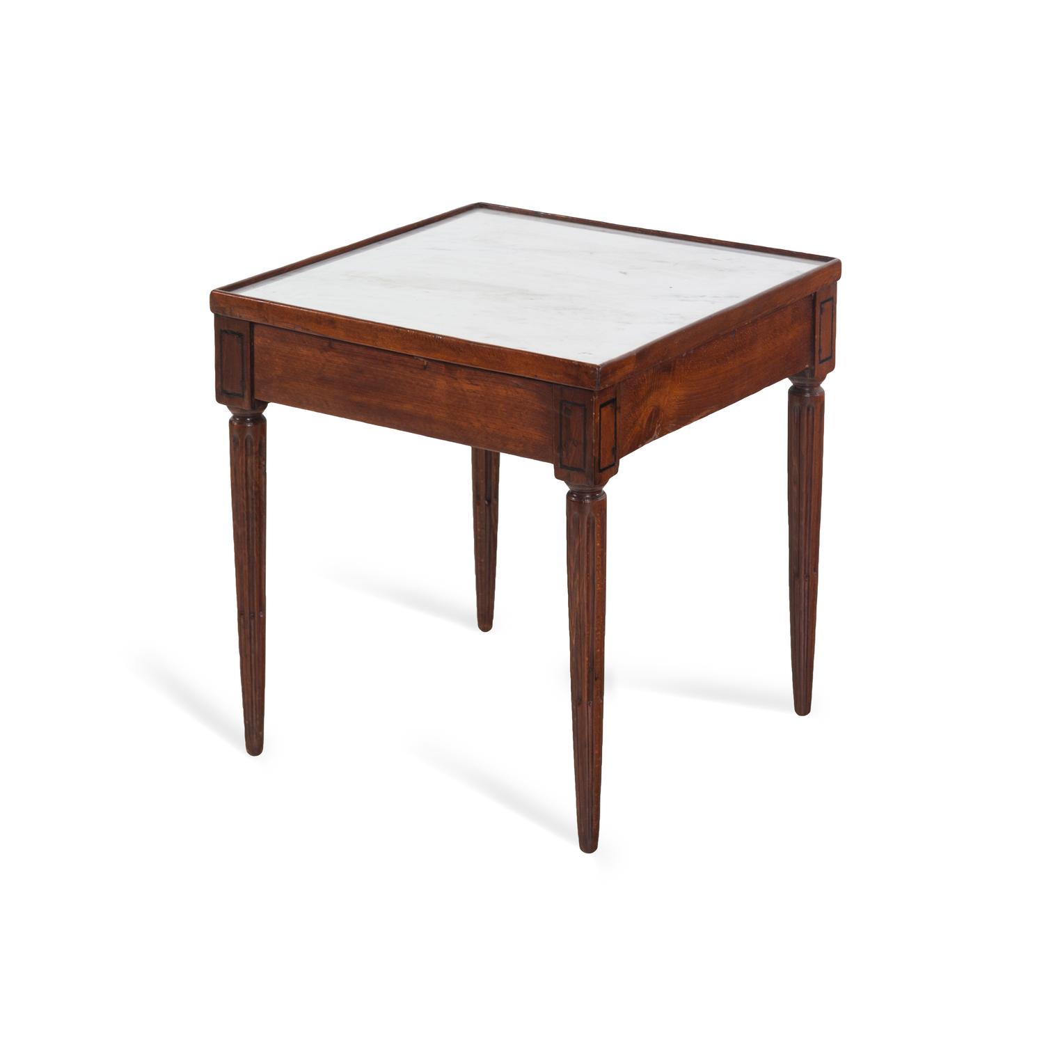 A Louis XVI Style Mahogany Marble-Top Table