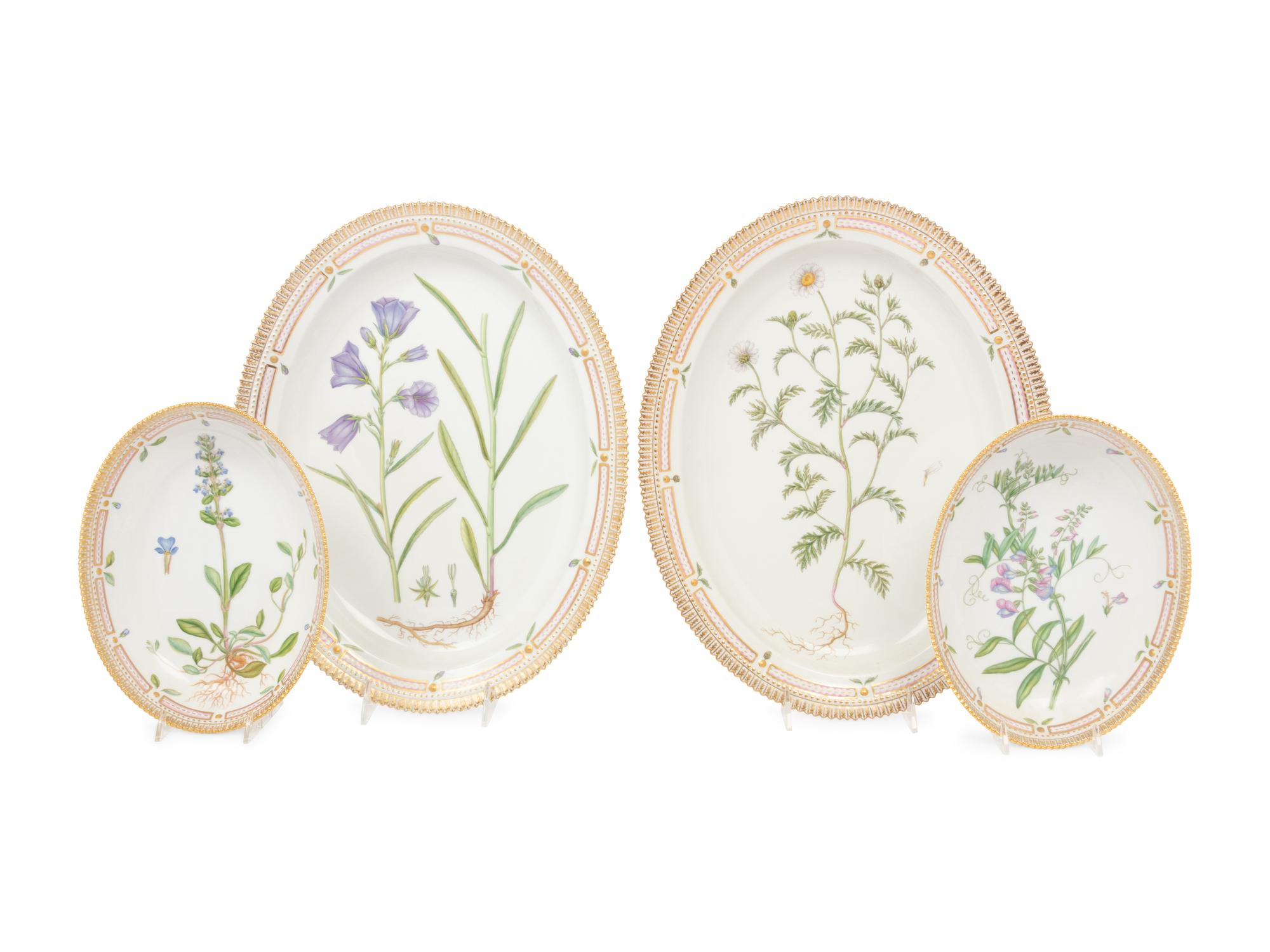 Four Royal Copenhagen Flora Danica Porcelain Serving Dishes