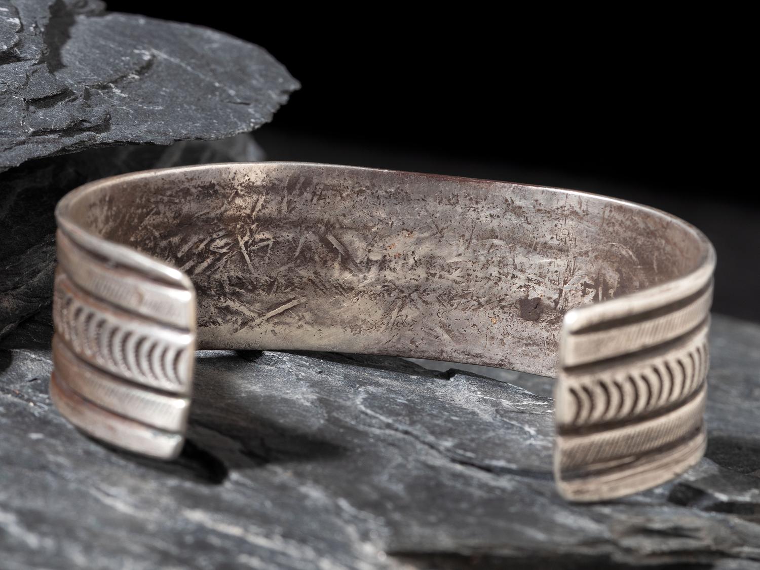 Navajo Ingot and Turquoise Cuff Bracelet