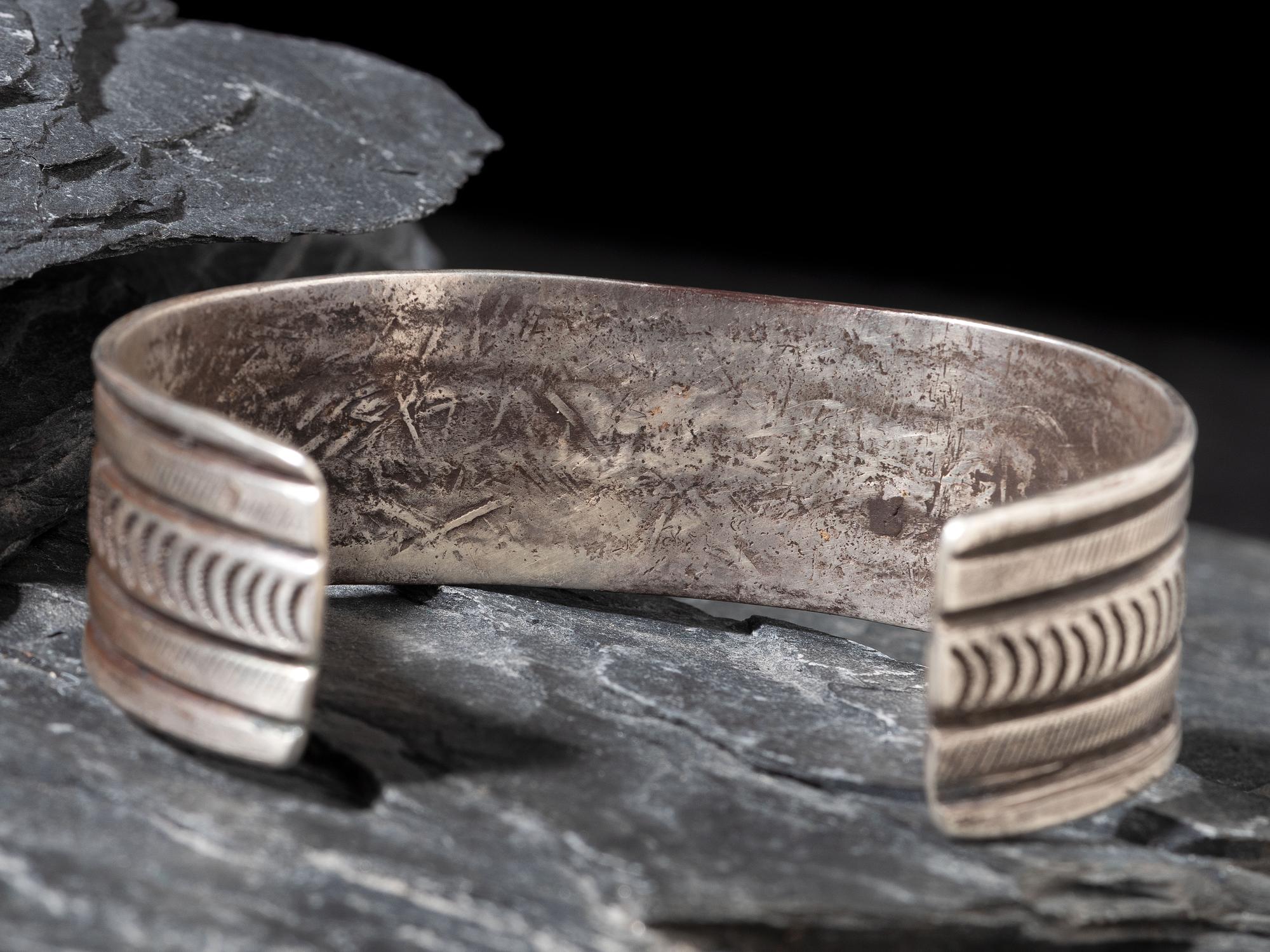 Navajo Ingot and Turquoise Cuff Bracelet
