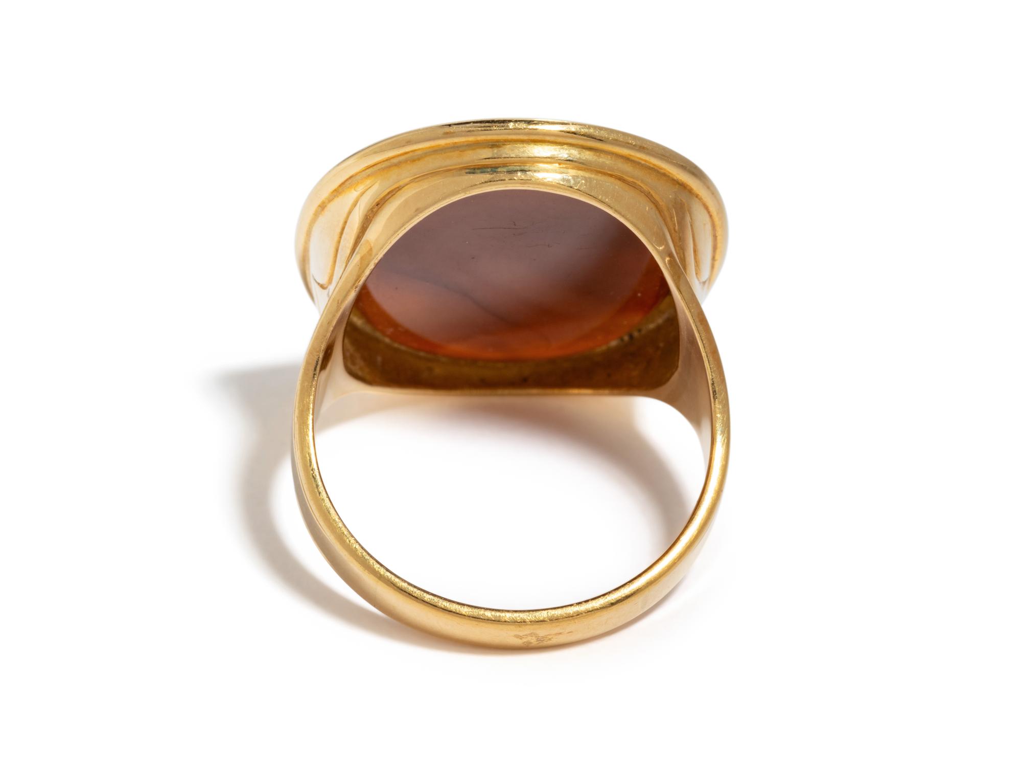 A Neoclassical Gold and Sardonyx Cameo Finger Ring with the Head of the God Zeus