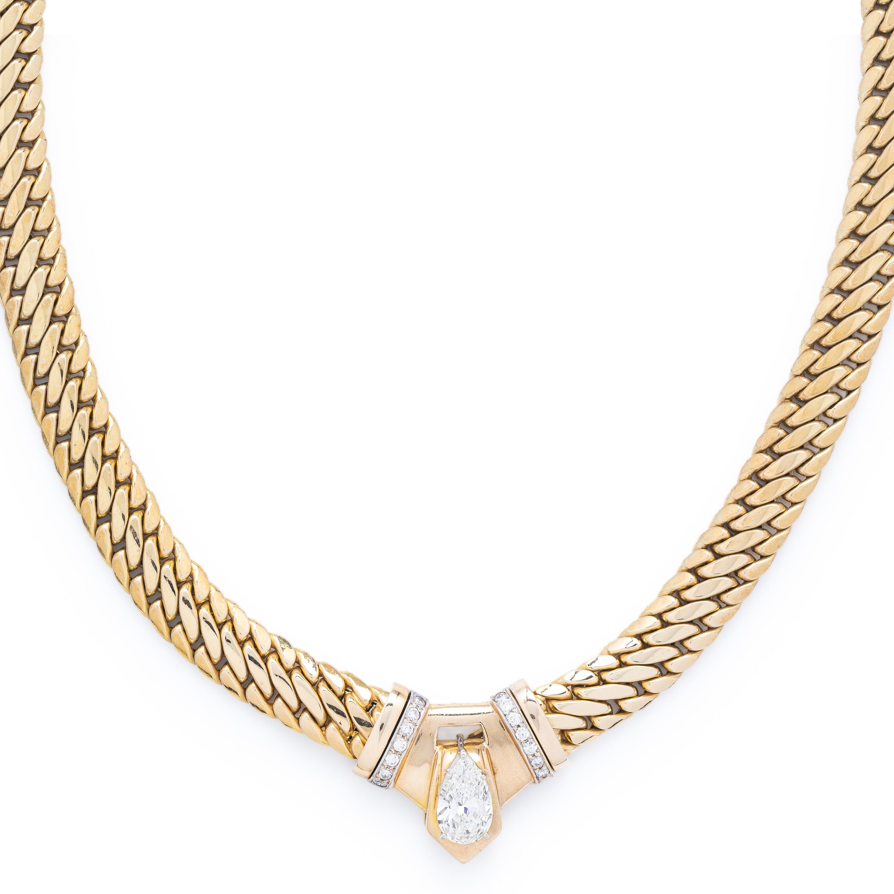 Diamond and Yellow Gold Convertible Chain Necklace