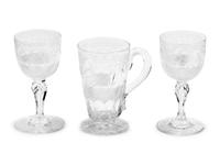[THE LINCOLN WHITE HOUSE]. A group of 3 cut and engraved crystal drinking glasses manufactured for use in the Lincoln White House. Brooklyn, New York: Greenpoint Flint Glassworks, ca. 23 July 1861.