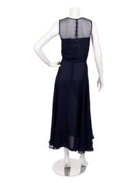Yves Saint Laurent Haute Couture Navy Chiffon Dress with Scarf, 1970s