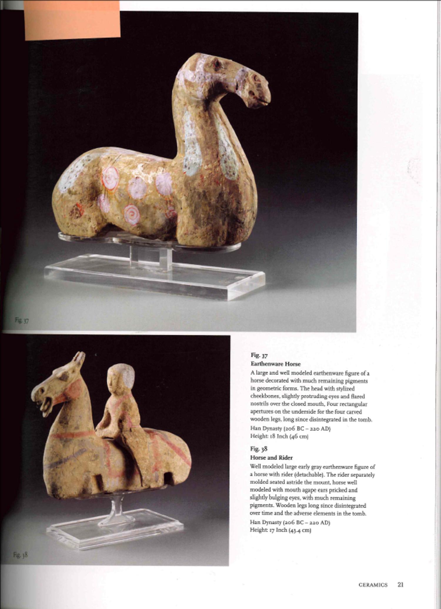 A Chinese Painted Grey Pottery Figure of Recumbent Horse, Han Dynasty 漢 彩繪灰陶馬