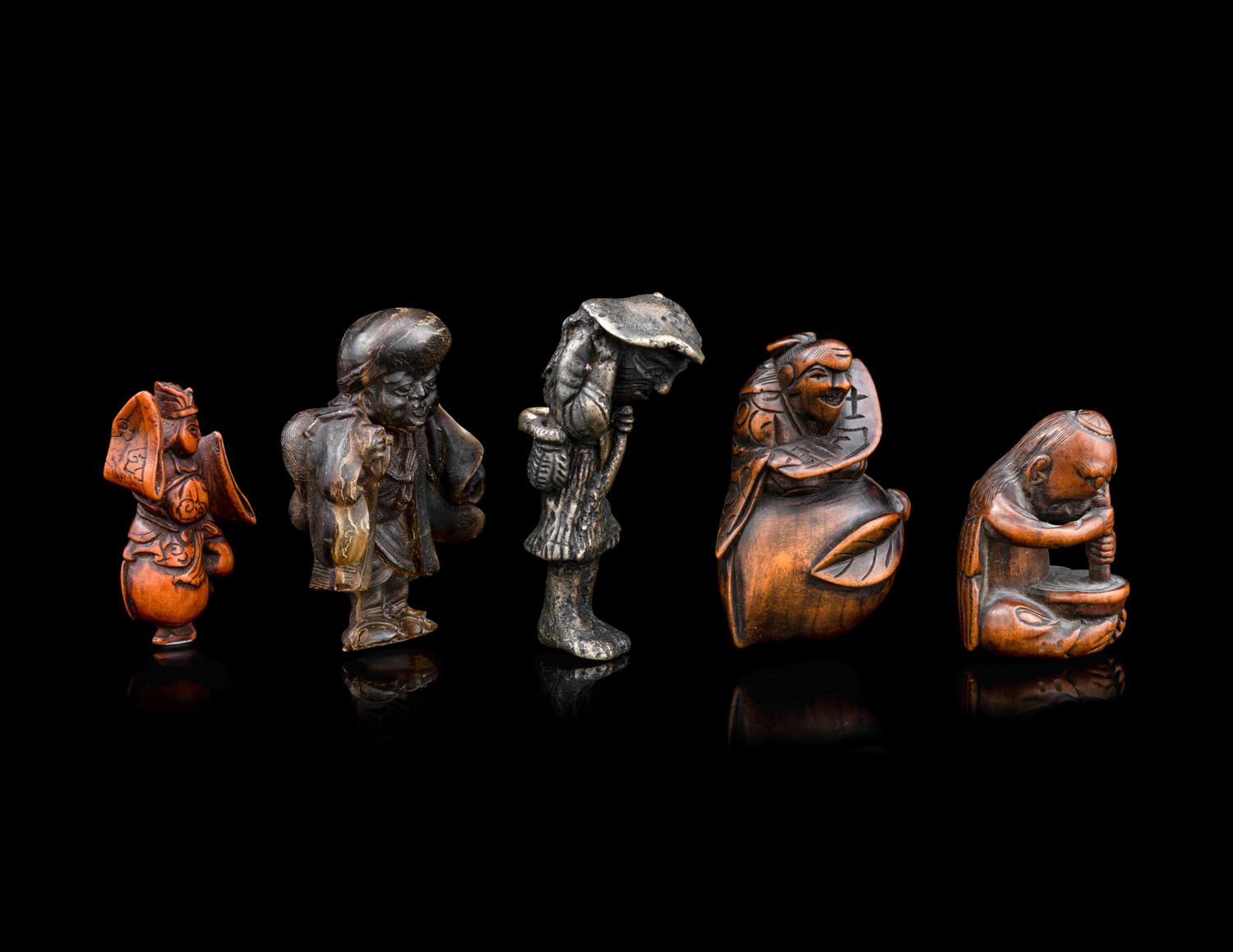 Five Japanese Figural-Form Netsuke