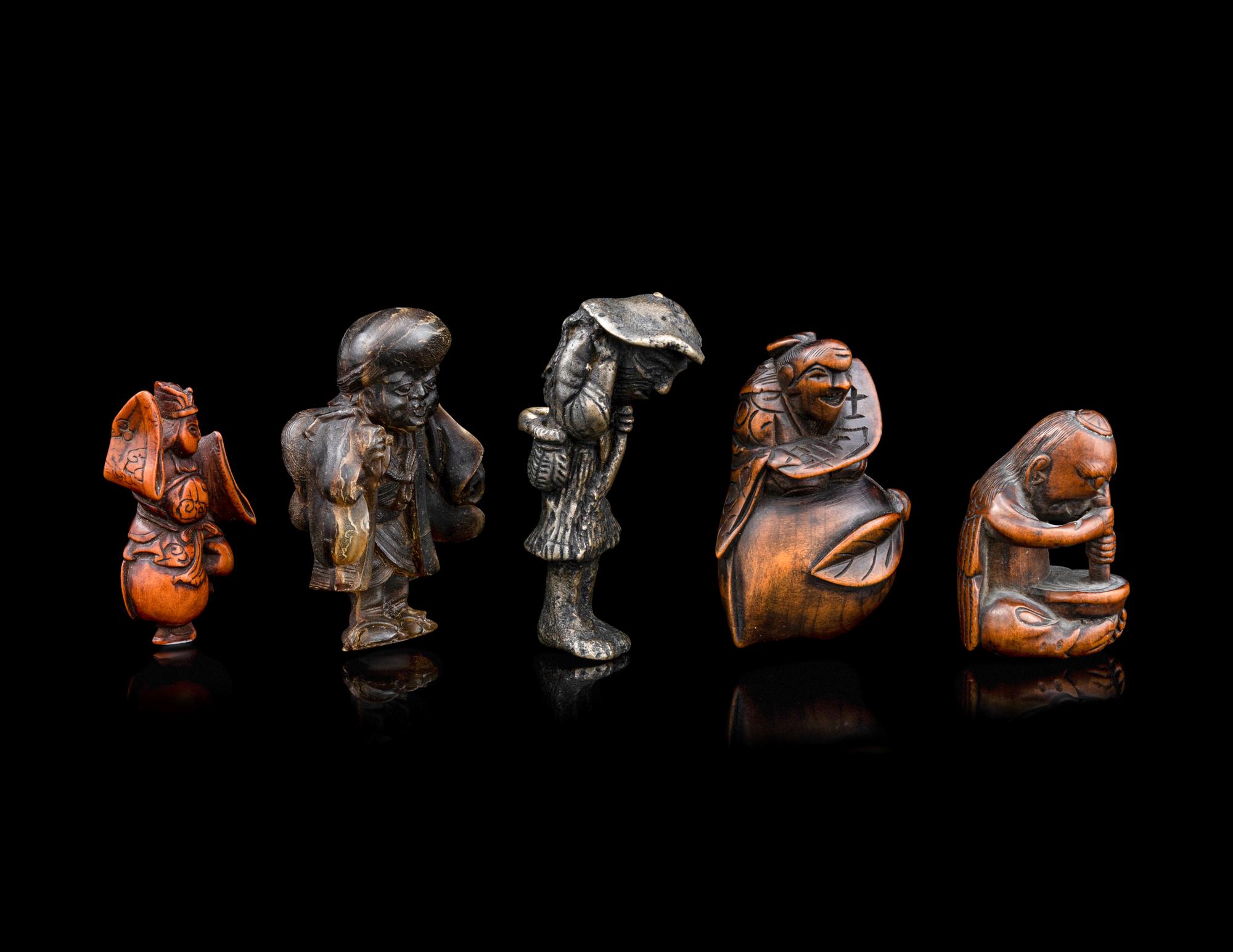 Five Japanese Figural-Form Netsuke