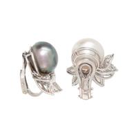 DIAMOND, TAHITIAN AND SOUTH SEA CULTURED PEARL CLIP EARRINGS