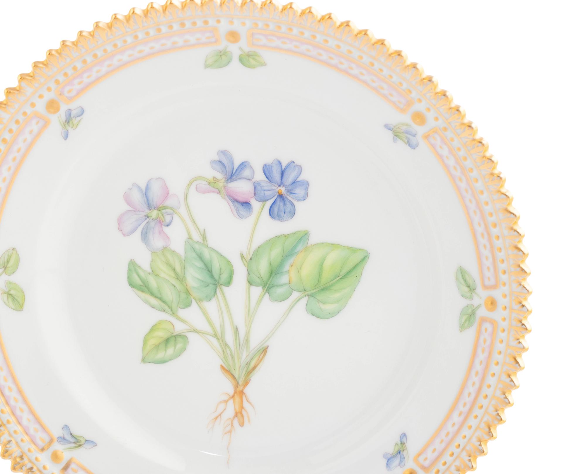 A Set of Eight Royal Copenhagen Flora Danica Porcelain Bread Plates
