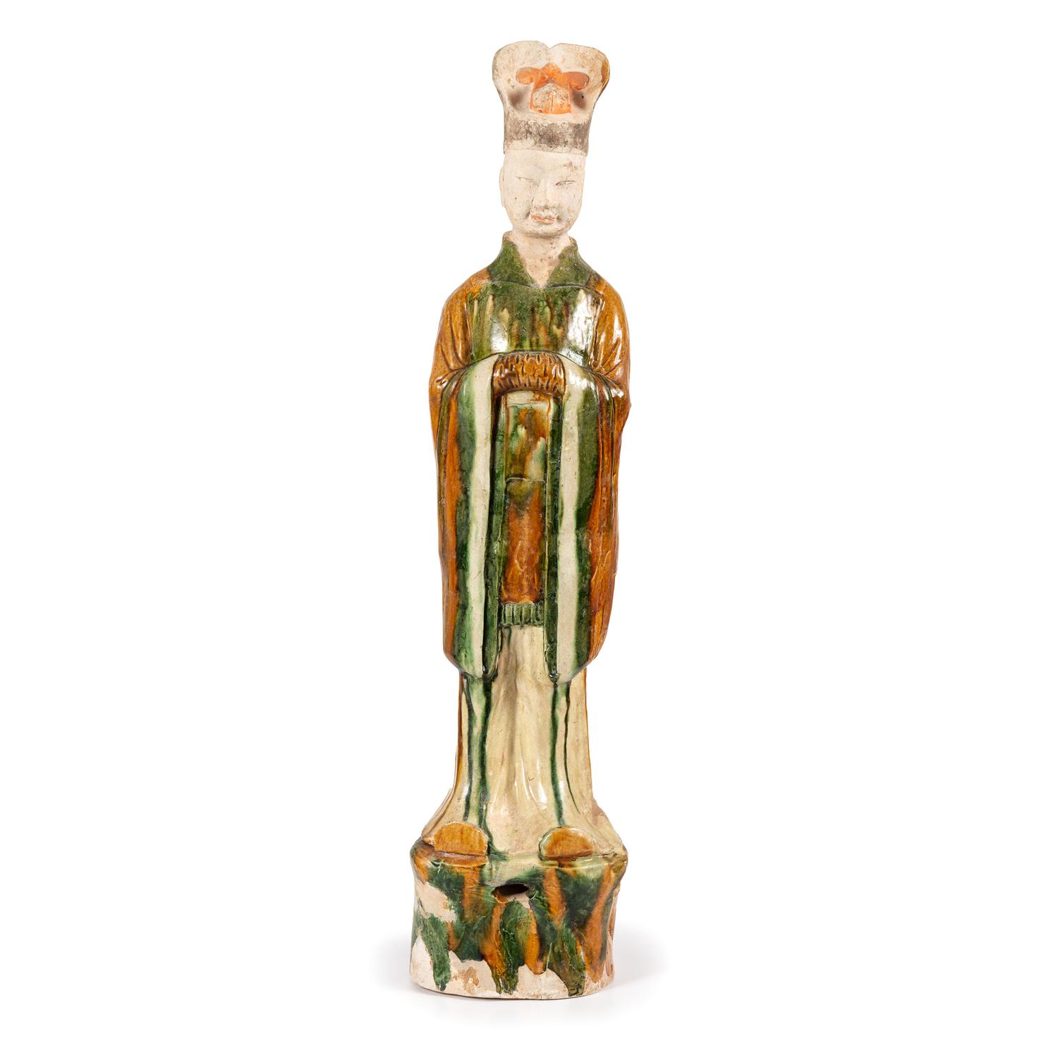 A Monumental Chinese Sancai Statue of an Official