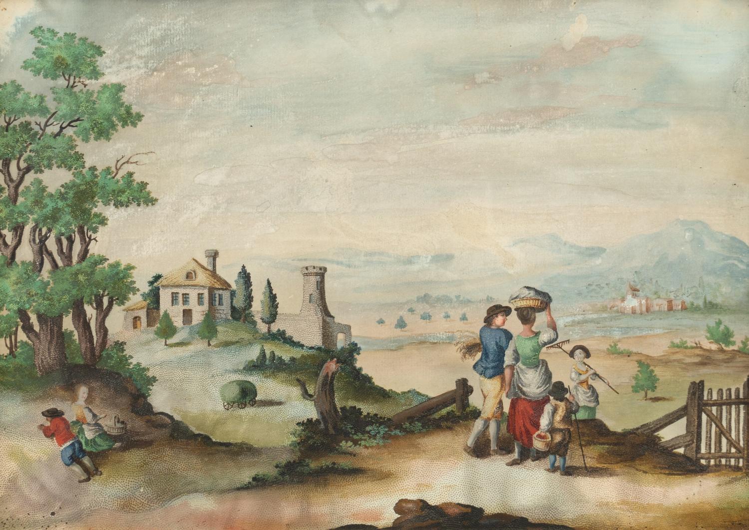 A Pair of Georgian "Pin Prick" Watercolor Pictures