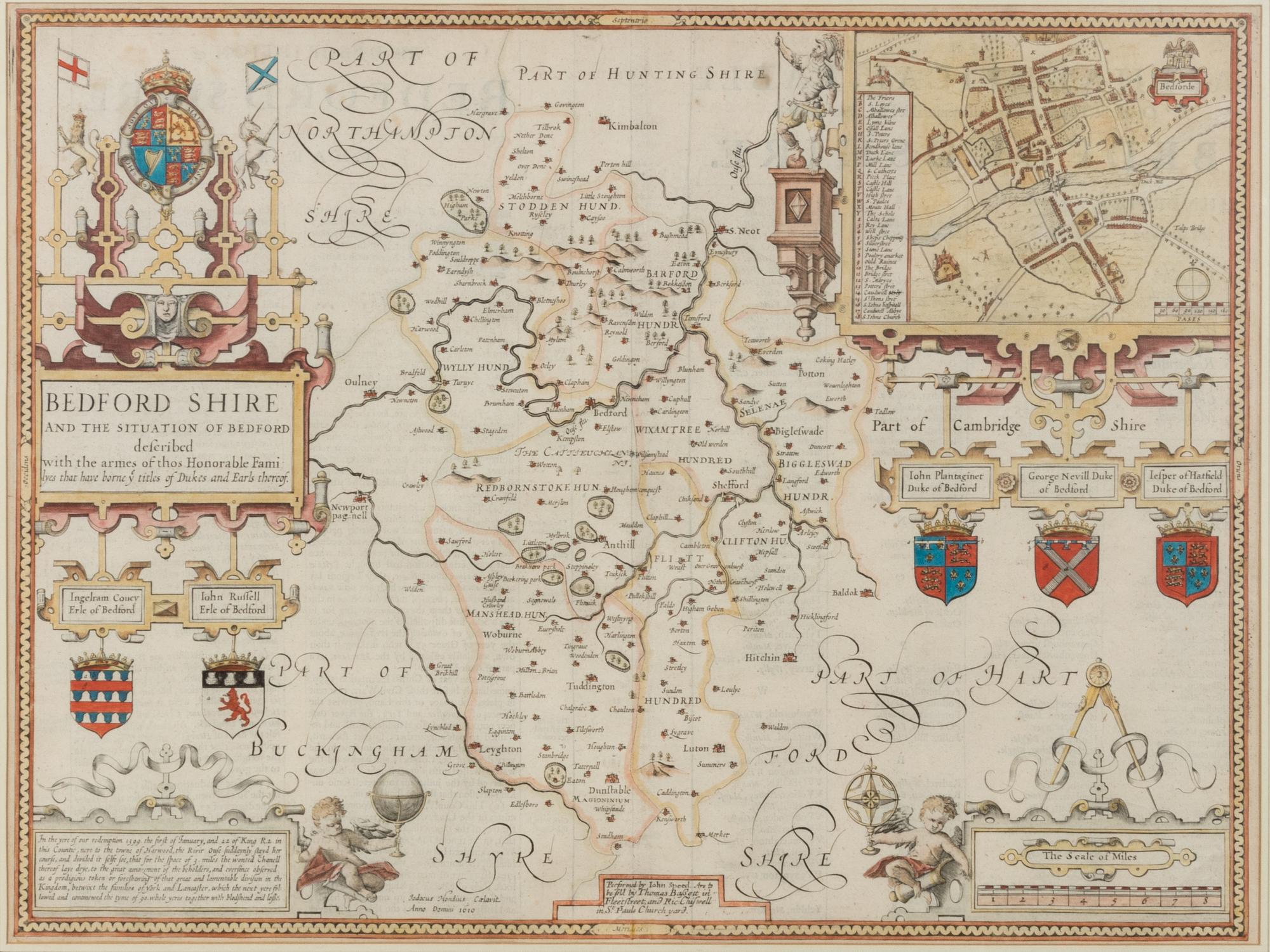 SPEED, John. A group of 2 regional maps of England with hand-coloring in wash and outline, comprising: