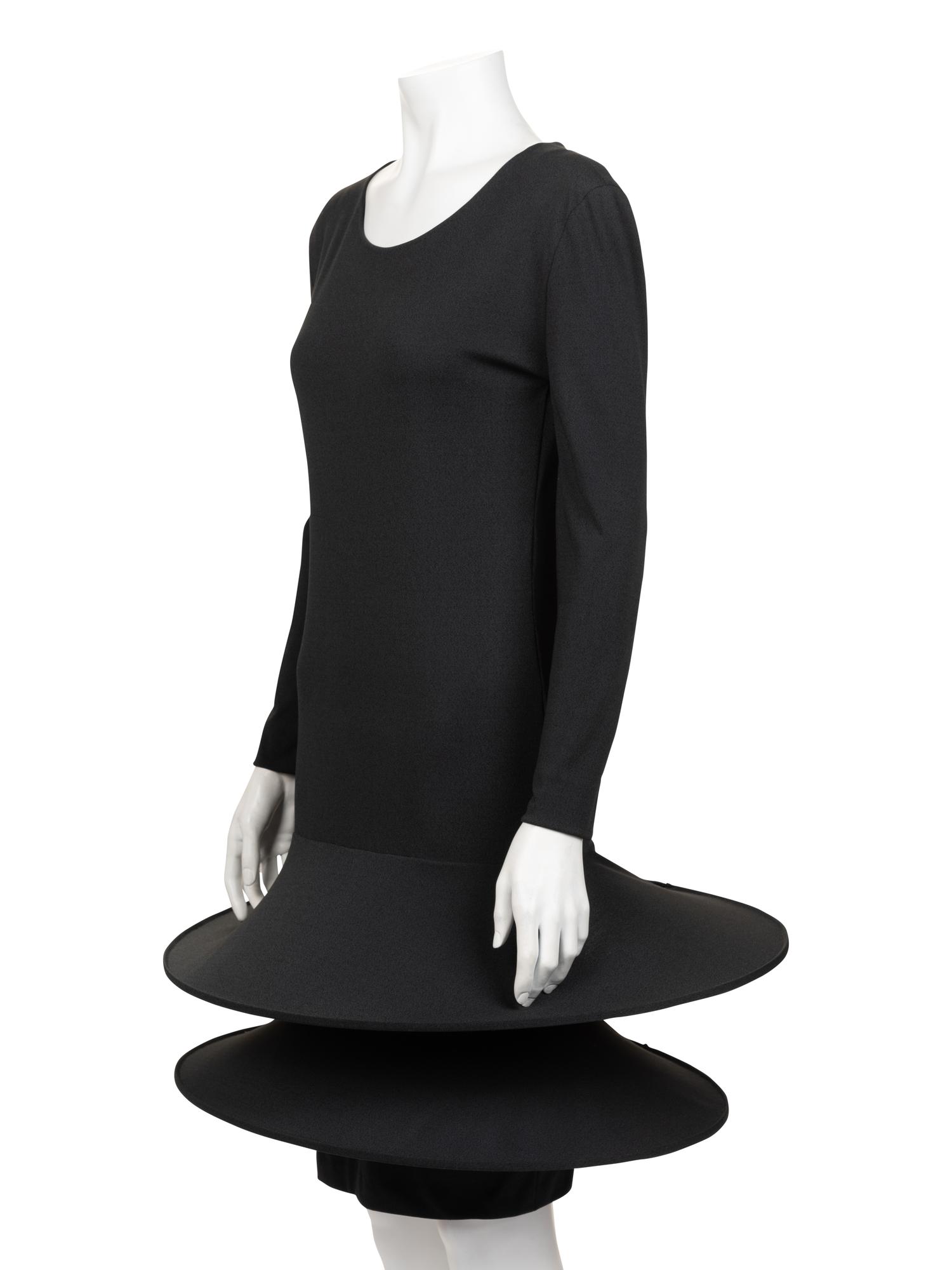 Unlabeled Haute Couture Double Hooped Skirt Knit Dress, Attributed to Pierre Cardin, 1990-2000s