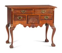 A Chippendale Shell and Fan Carved Cherrywood Ball and Claw Foot Dressing Table