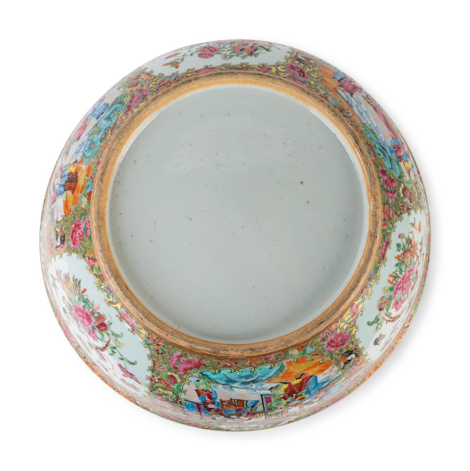 A Large Rose Medallion Porcelain Punch Bowl