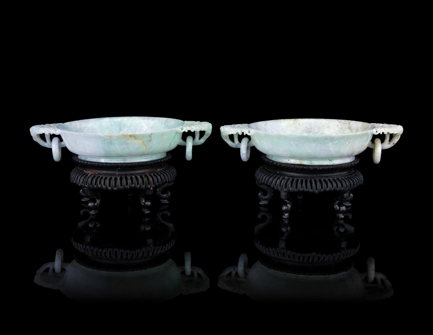 A Pair of Jadeite Marriage Bowls