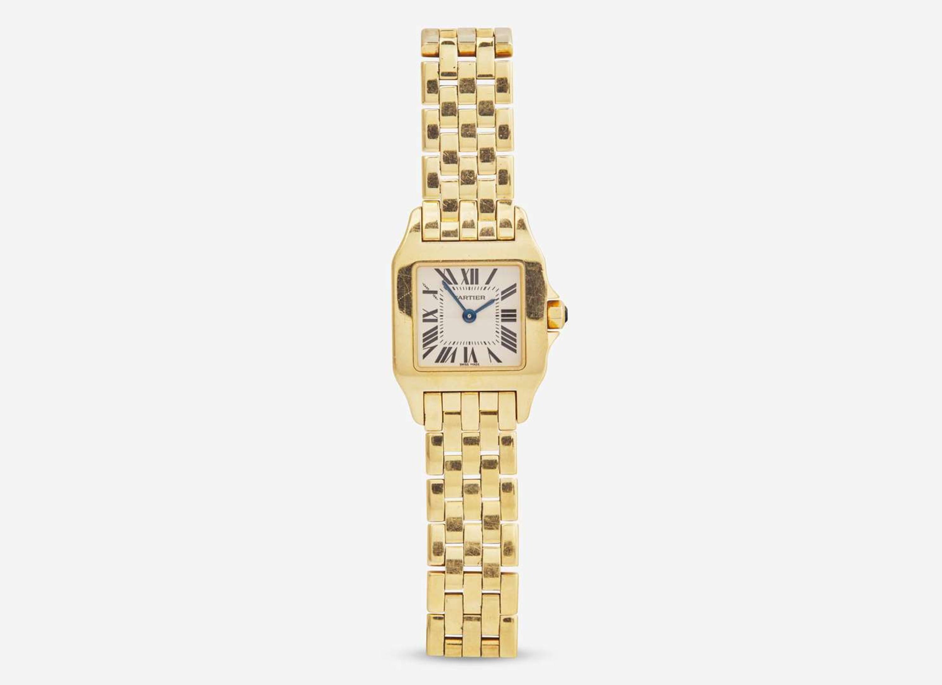A Ladies 18K Yellow Gold Cartier Santos