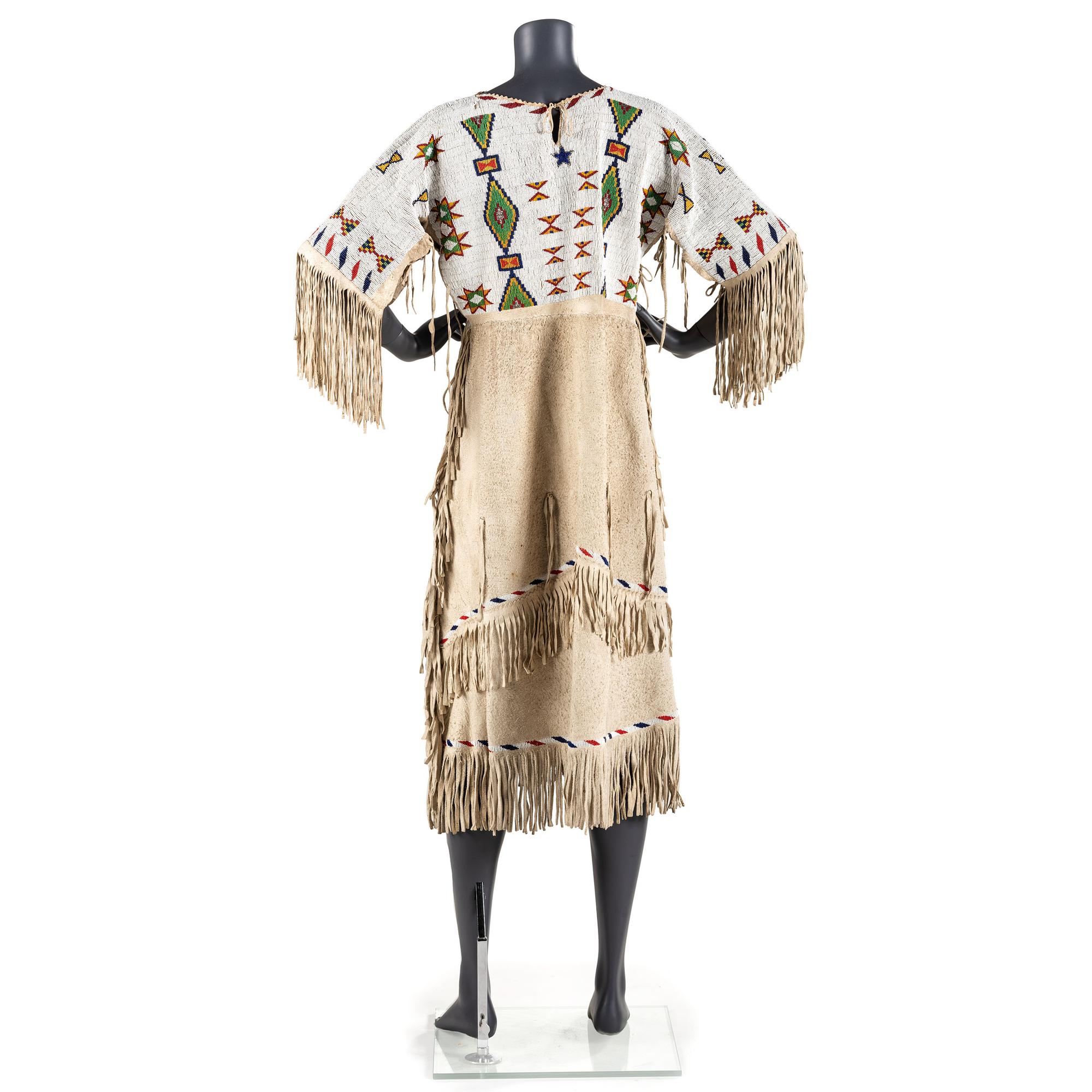 Sioux Beaded Hide Dress, with American Flags