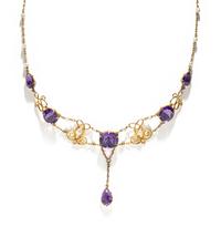 ART NOUVEAU, AMETHYST AND PEARL NECKLACE