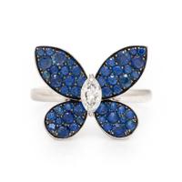 Graff, Diamond, Sapphire, and White Gold Butterfly Ring