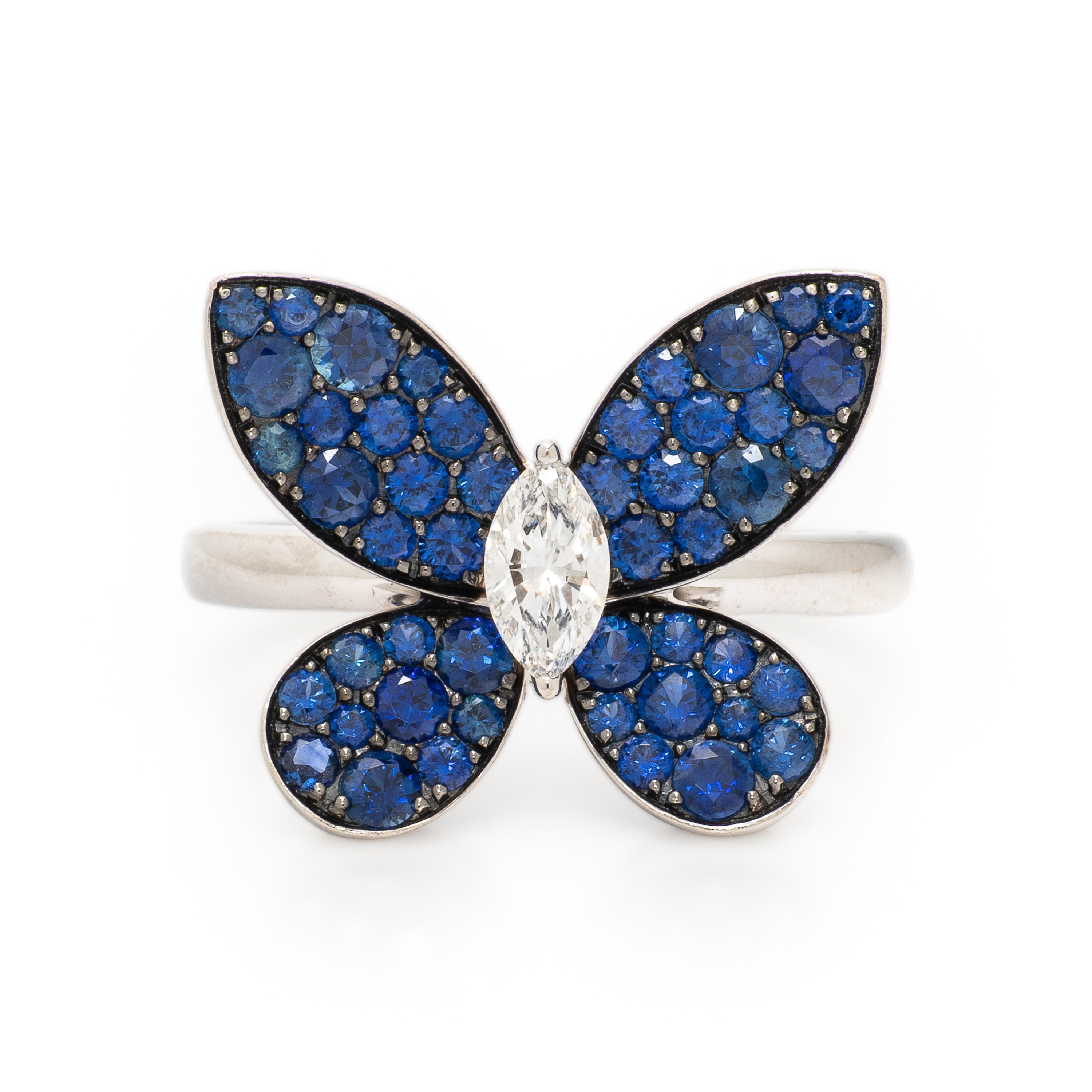 Graff, Diamond, Sapphire, and White Gold Butterfly Ring