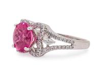 An 18 Karat White Gold, Pink Sapphire and Diamond Ring,