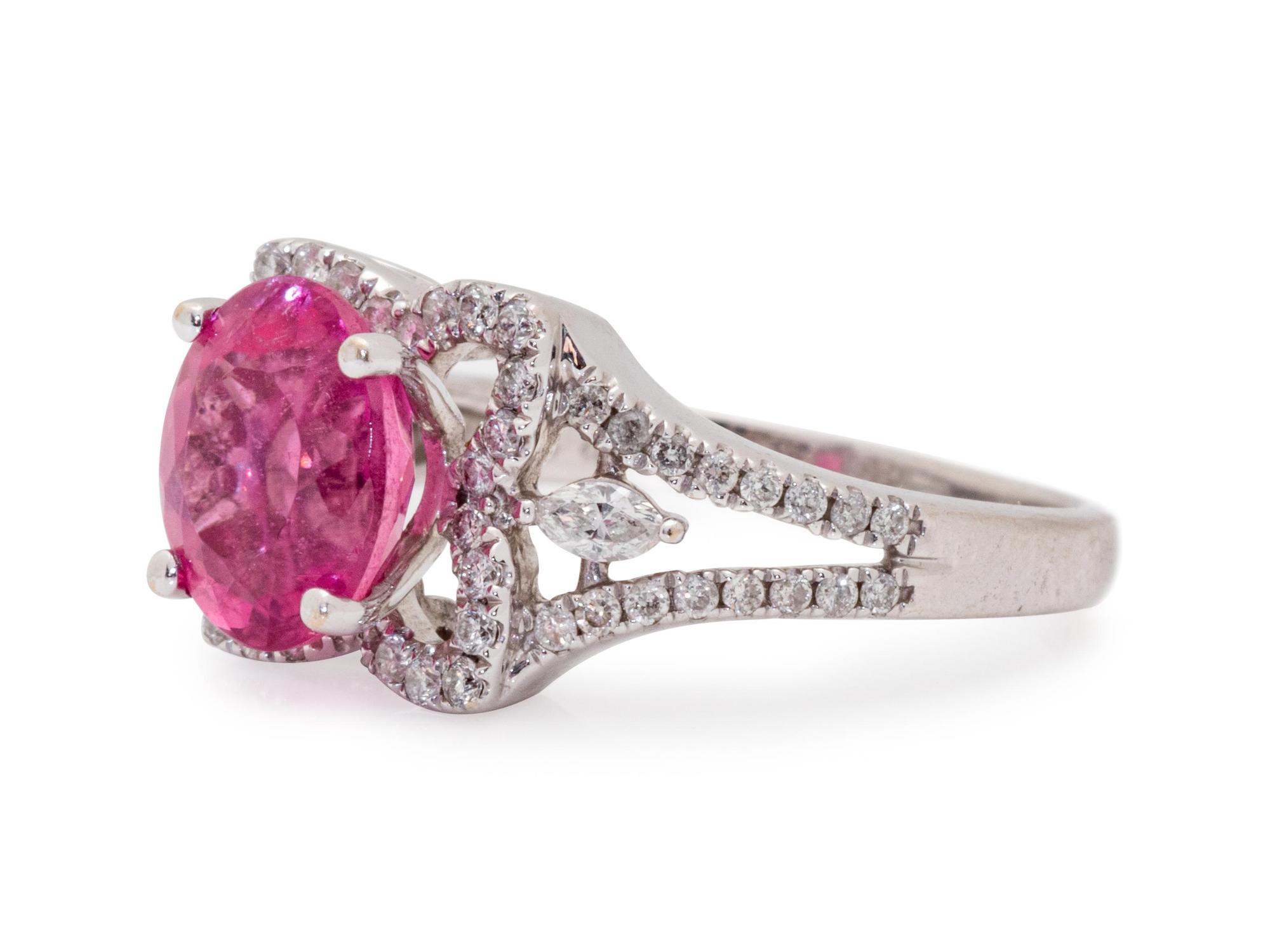 An 18 Karat White Gold, Pink Sapphire and Diamond Ring,