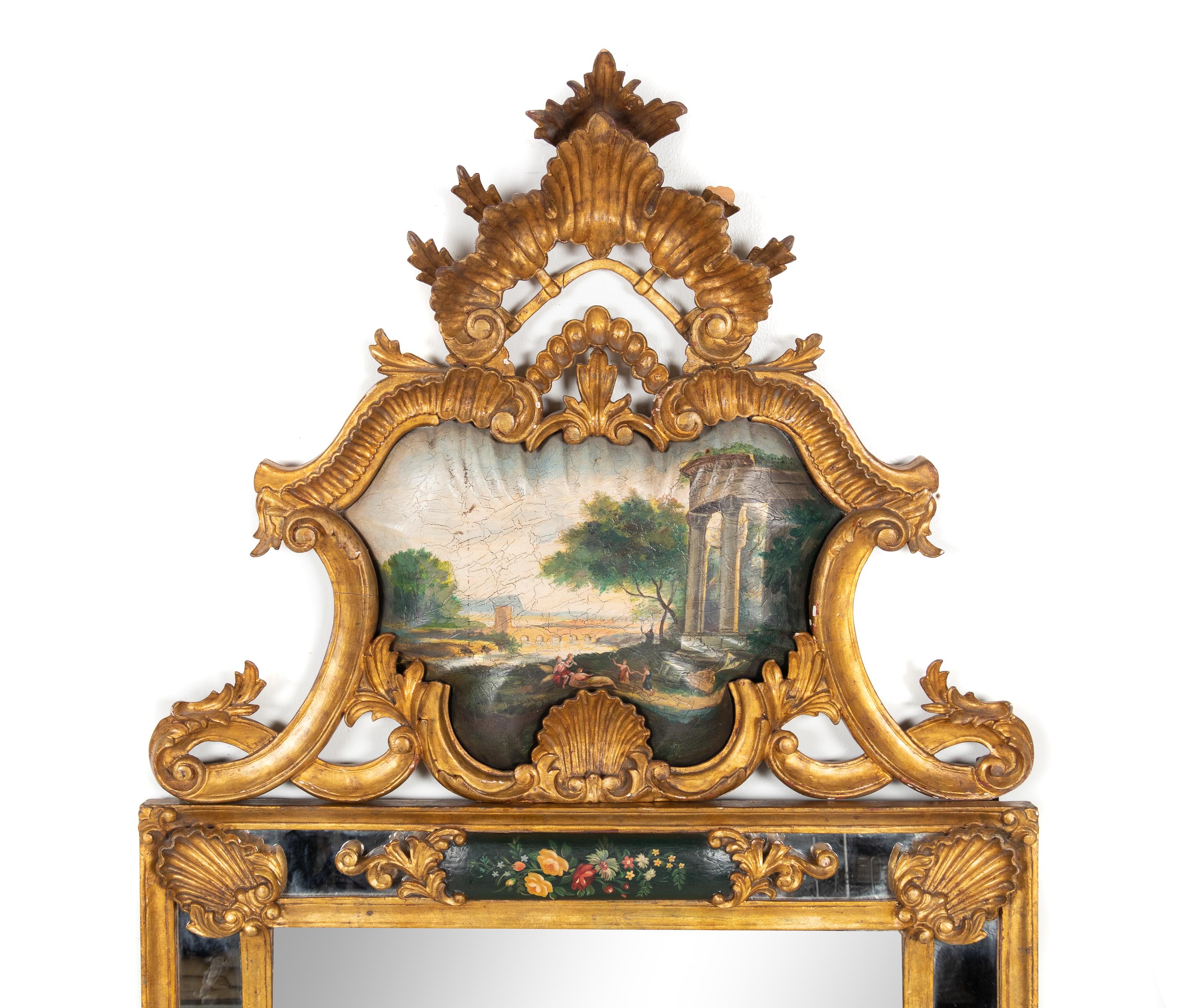 A Venetian Style Painted and Giltwood Mirror