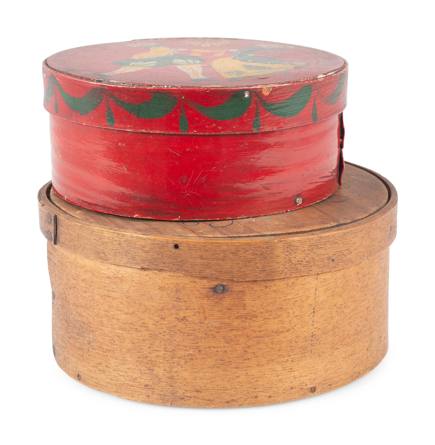 Two Paint Decorated Pantry Boxes