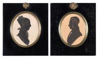 A Pair of Cut and Gouache Decorated Paper Silhouettes