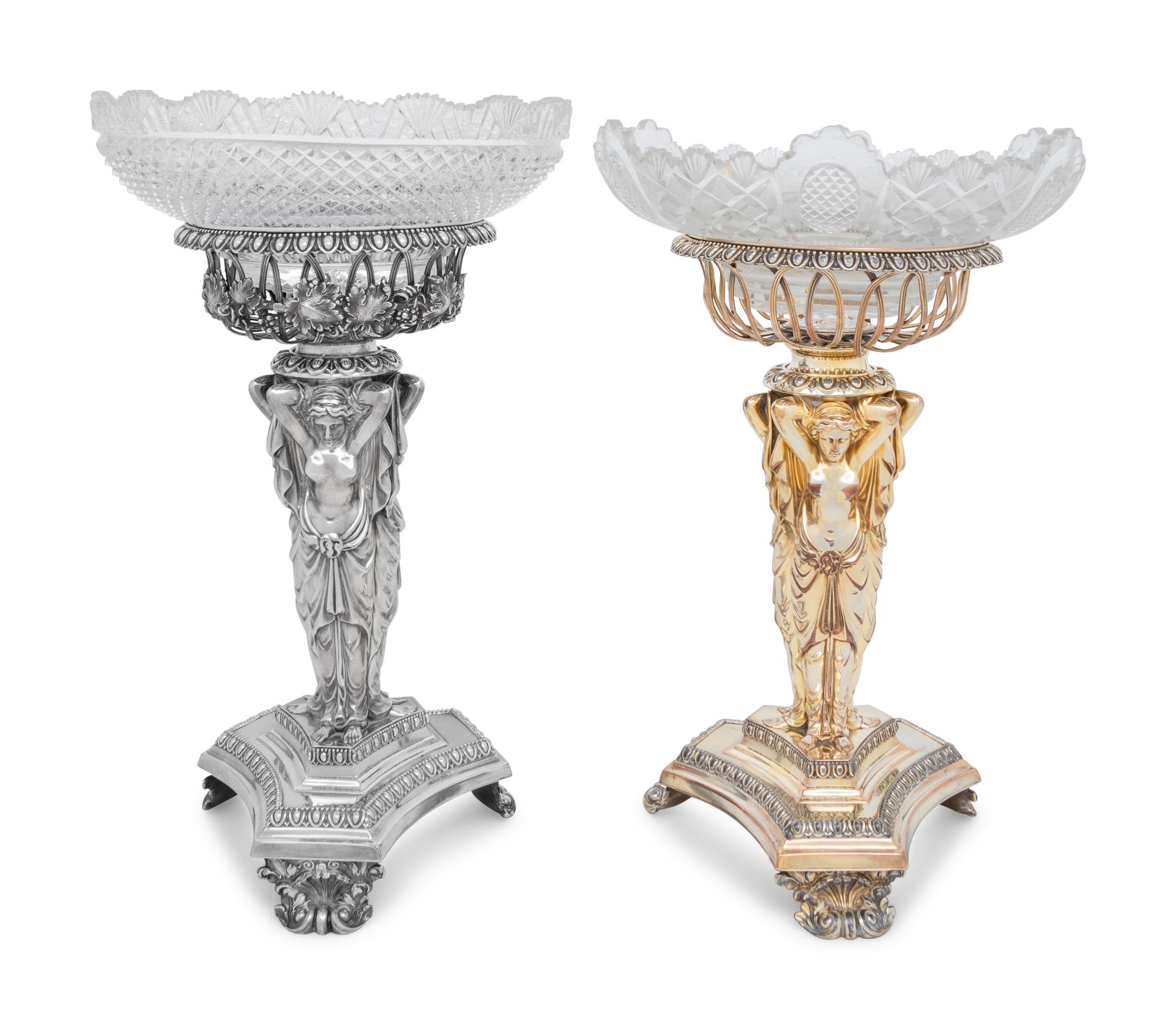Two Sheffield Silver-Plate and Cut Glass Dessert Stands