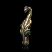 Two Chinese Bronze Garment Hooks, Warring States Period-Han Dynasty 戰國-漢 銅帶鉤兩件
