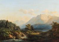 Eduard Hildebrandt, (German, 1818–1869), Untitled (Mountain Scene with Lake)