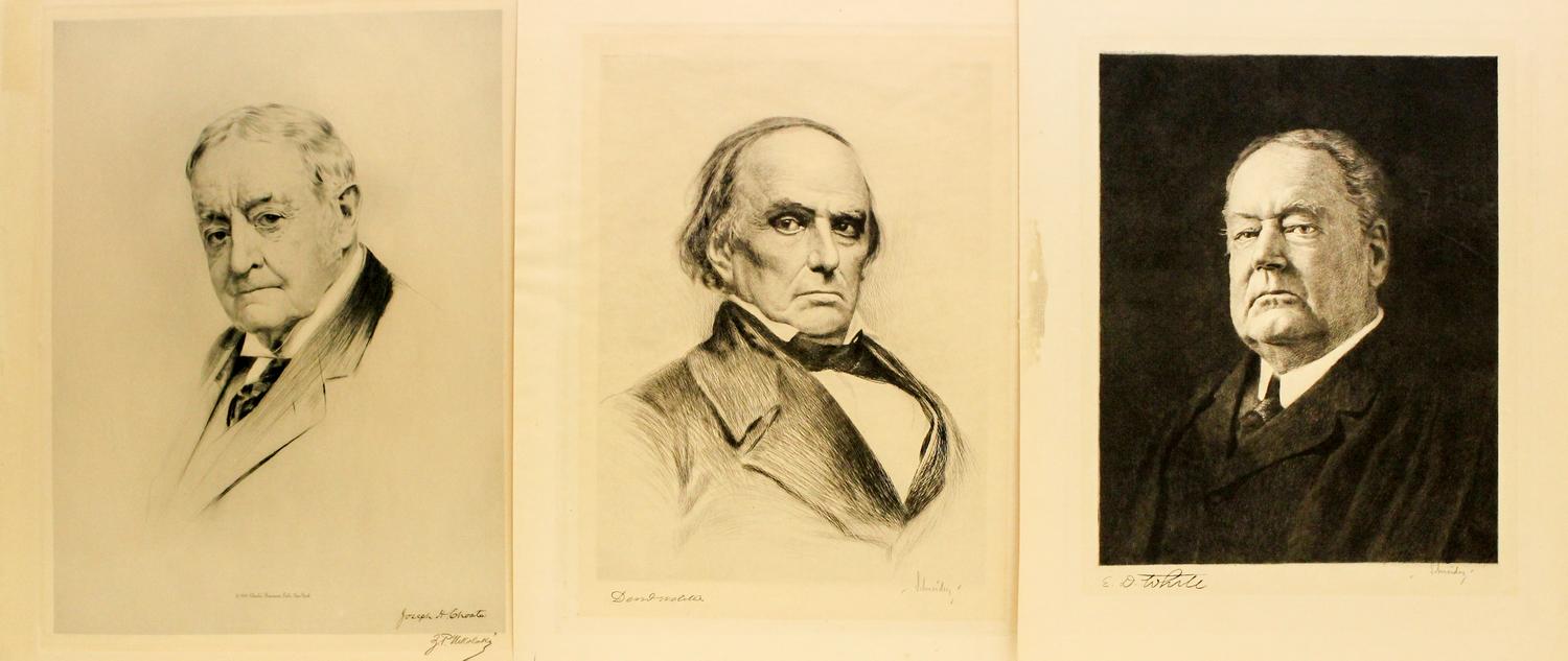 A Group of 3 Etchings of Gentlemen Sheet size of largest: 21 1/4 x 16 3/4 inches. — 20th Century