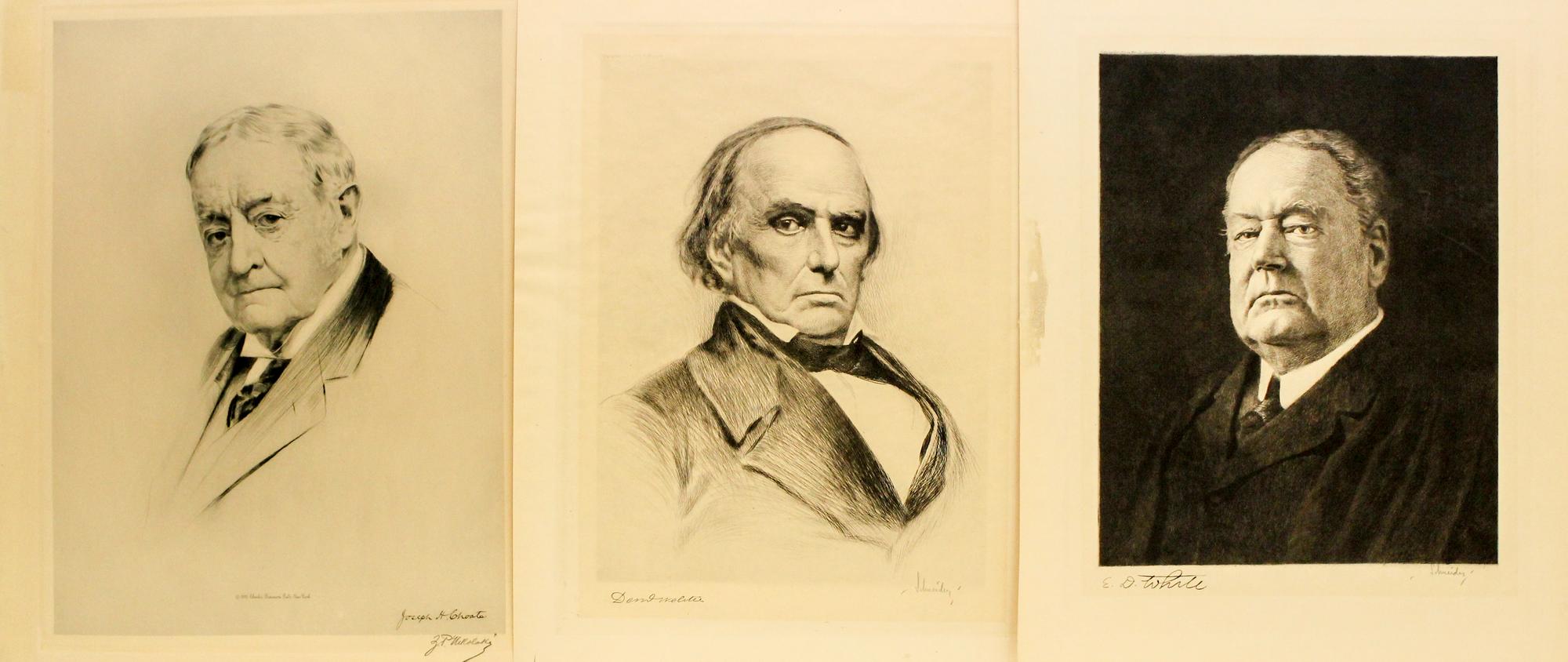 A Group of 3 Etchings of Gentlemen Sheet size of largest: 21 1/4 x 16 3/4 inches. — 20th Century