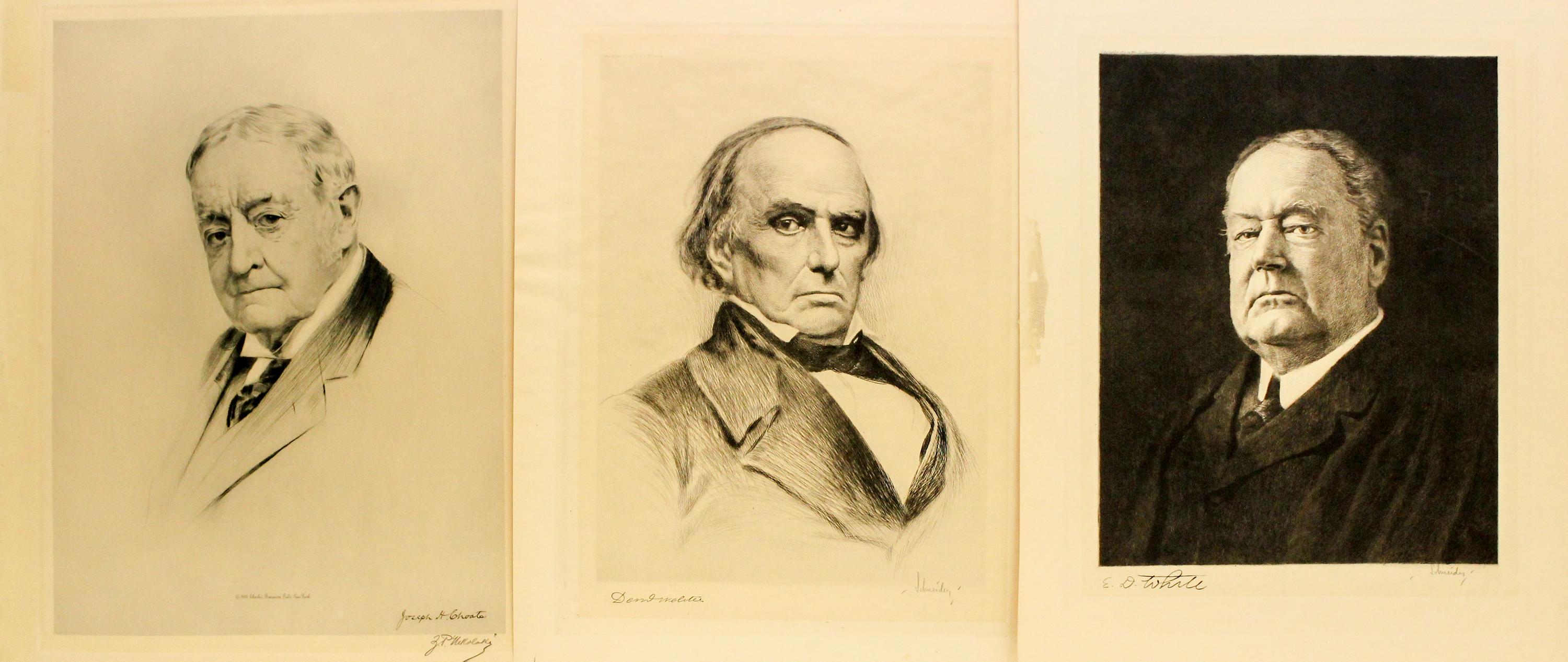 A Group of 3 Etchings of Gentlemen Sheet size of largest: 21 1/4 x 16 3/4 inches. — 20th Century
