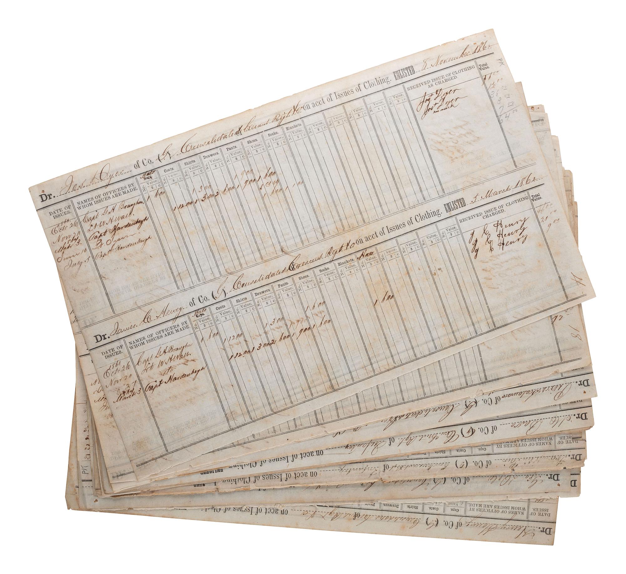 [CIVIL WAR]. Documents associated with Louisiana militia and Confederate Crescent regiments, plus.